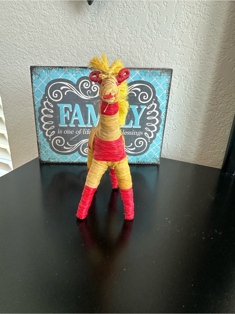 Handcrafted Red and Yellow Decorative Giraffe Figurine - Home Accents